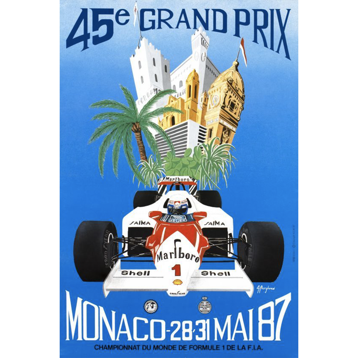 Wee Blue Coo Vintage Grußkarte – Motorsport Grand Prix Monaco 1973, Für Vatertag